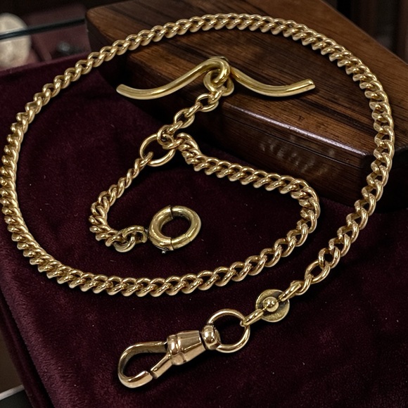 Vintage 14k Rose Gold 15.5” Watch Chain Dog Clip Moustache 3.5mm Curb Necklace! - Picture 16 of 16